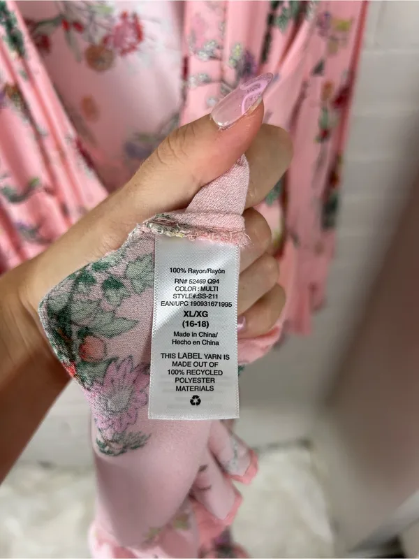 Scoop Pink Floral Wrap Dress Size XL 16-18 - Image 8