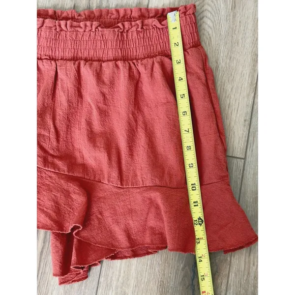 Liyo Hon Orange Ruffle Skort Elastic Waist Boho Mini Shorts Skirt L - Image 6