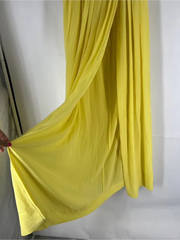 Miss Circle Paradise High Slit Yellow Chiffon Maxi Dress XS - Image 5