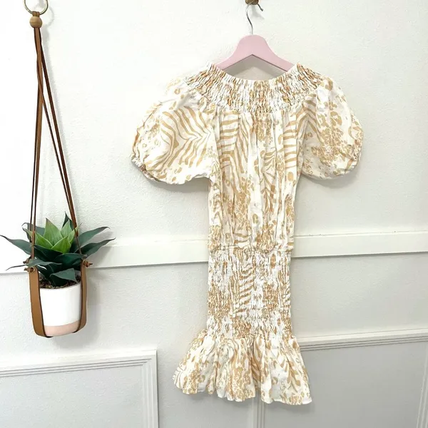 Sabo Skirt Luxe Camari Linen Dress Floral Short Sleeve Size XS - Image 6