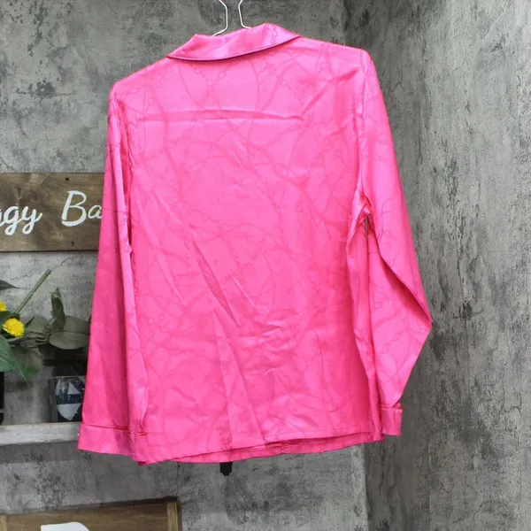 NWT INC International Concepts 2-Piece Collar Pajama Set Magenta Chain Pink L - Image 4