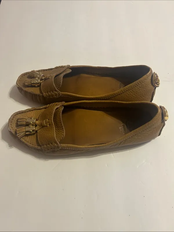 Tory Burch Tan Leather Tassel Loafers - Image 2