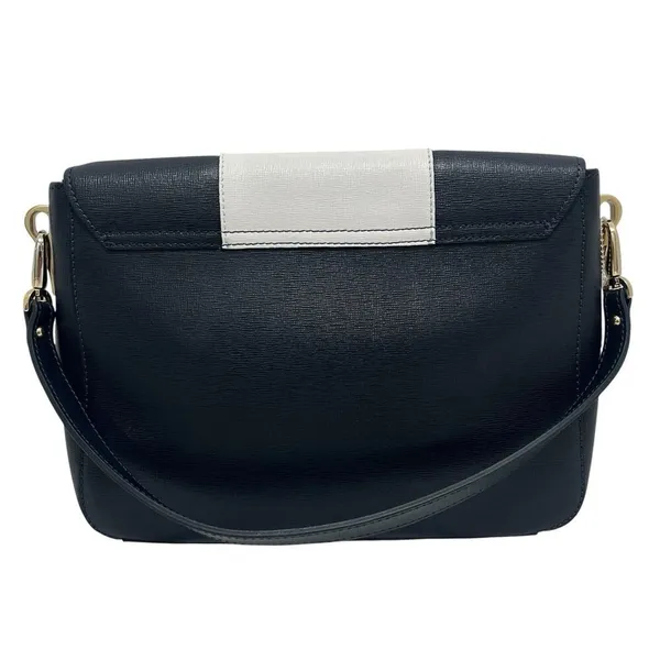 Ripani Italian Leather Handbag Purse Shoulder Bag Navy Blue white Nautical Italy - Image 5