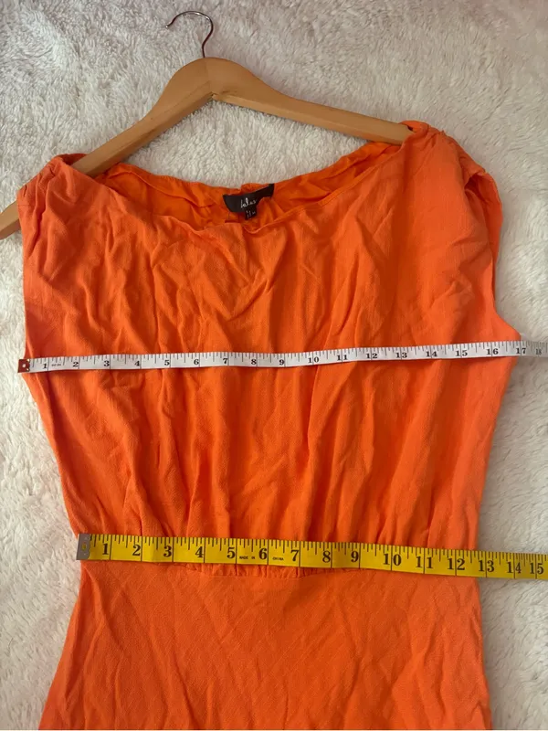 Lulus Casual Enchantment Orange Linen Off-the-Shoulder Midi Dress Size Medium - Image 7