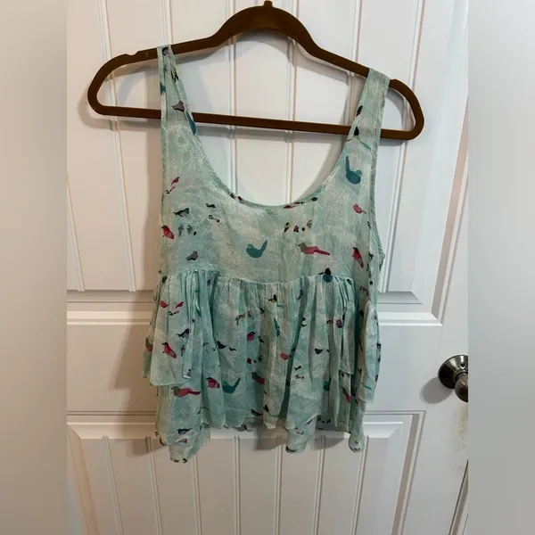 Free People Blue Boxy Bird Cropped Tank - Image 6