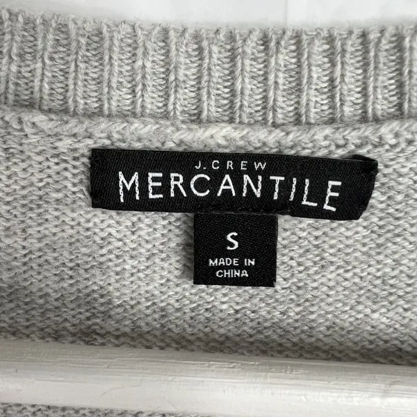 J.Crew Small Sweater Gray Tiered Bell Sleeve Crew Neck Heathered Knit Pullover - Image 4