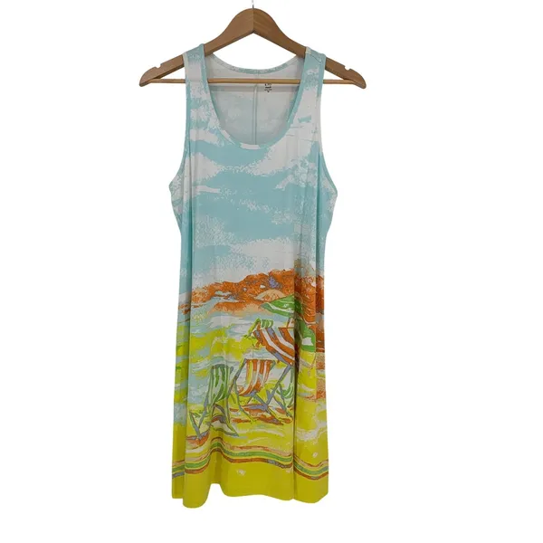Crown & Ivy Beach On Island‎ Time Graphic Tank Dress Coverup Size Medium New - Image 2