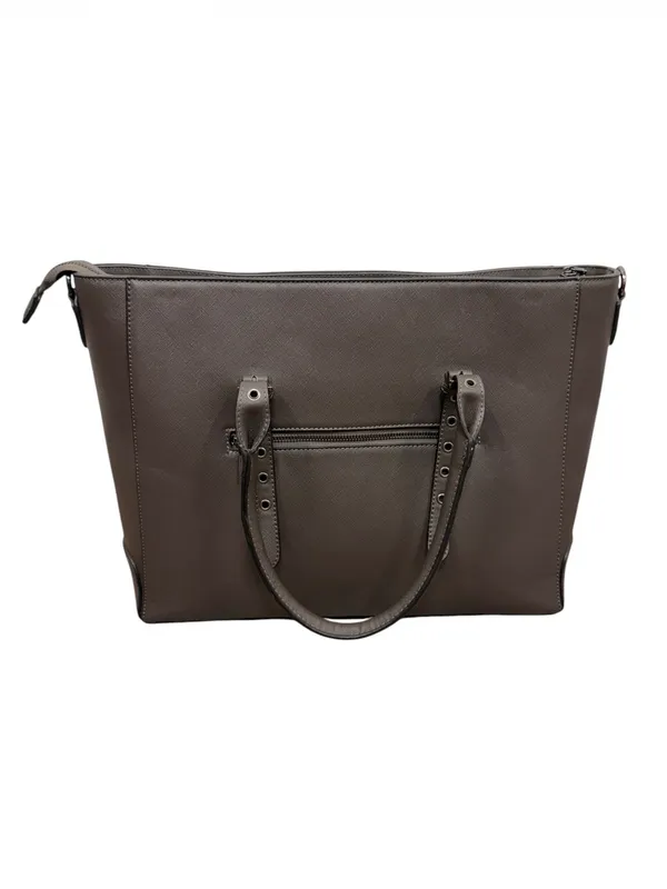 Laptop Travel Tote Bag Granite Grey Saffiano Eco Leather 15.6in Size Large - Image 5