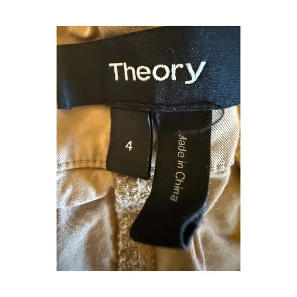 Theory Pants Womens Size 4 Tan Barrel Leg Cotton Twill Pockets High Rise Casual - Image 2