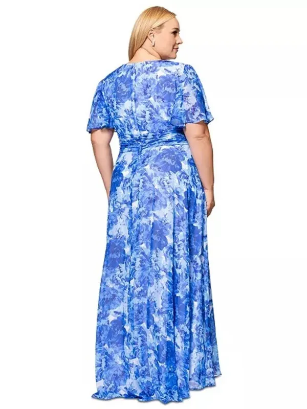 NWT Betsy & Adam Blue Plus Suze Floral Gown Size 20W 20 - Image 5