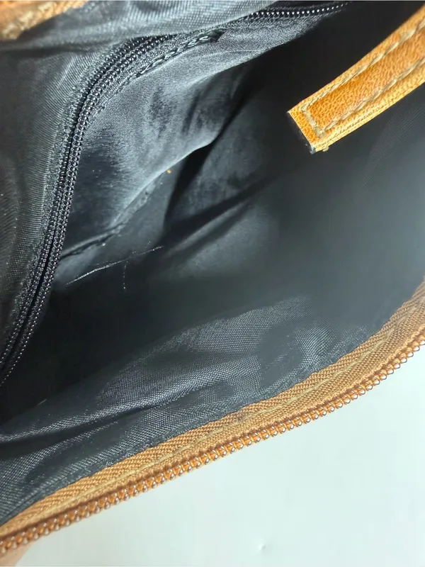Fashion Express Cognac Brown Leather Hobo Bag Cutout Ring Detail - Image 3
