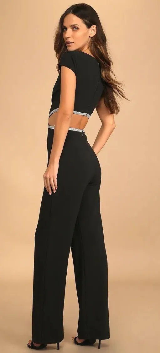 Lulus Black Jumpsuit With Cutouts - Image 2
