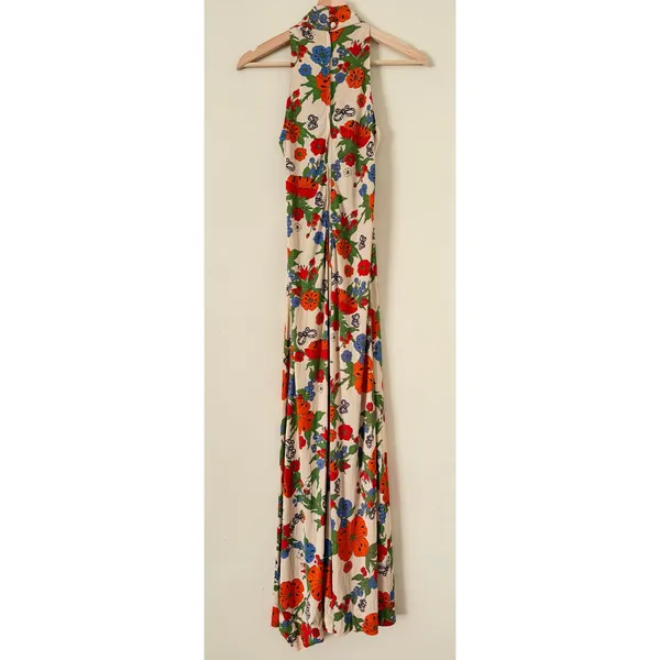 Vintage‎ Groovy Corky Craig California Maxi Dress 70s High Neck Flower Power - Image 3