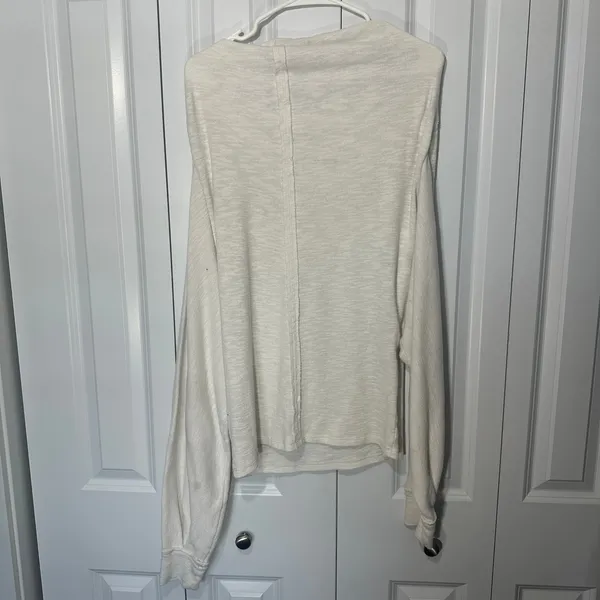 Free People Skyline Thermal Top Women Medium Cream Boat Neck Long Sleeve Slouchy - Image 5