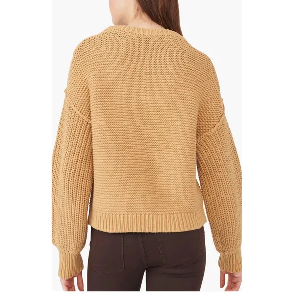 Free People Dream Cable Knit Oversized Sweater Camel NWT Size S‎ Crewneck - Image 8
