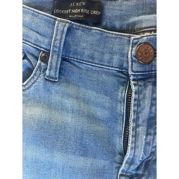 J.CREW Lookout High Rise Crop Jeans Blue Light Wash Stretch Slim Fit Women’s - Image 2