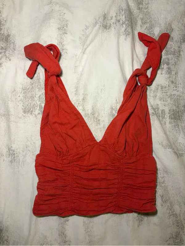 Free People Ruched Tie Shoulder Crop Top - Image 2