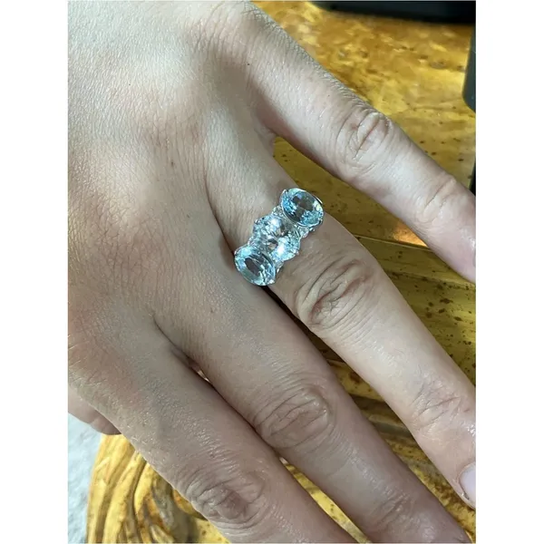 Genuine Aquamarine Sterling Silver Ring Size 6 Blue - Image 3