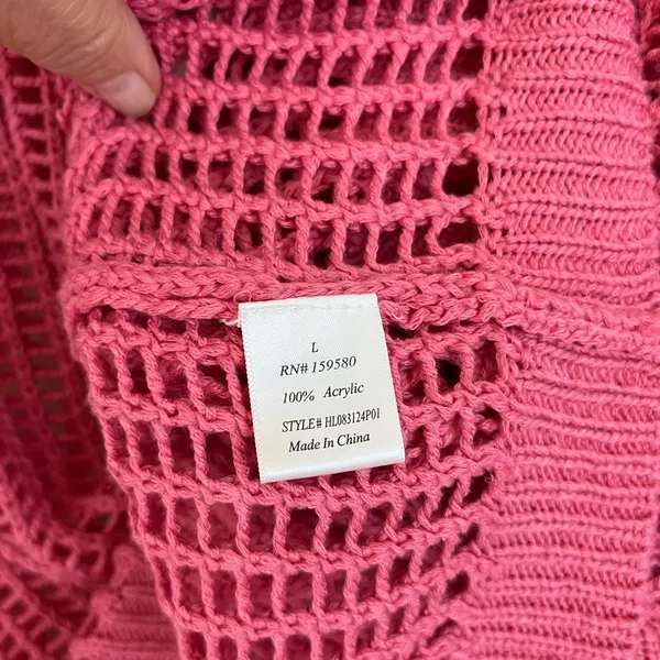 Pink Lily Vibrant Pink Knit Top Crop Size L Cover Up - Image 5