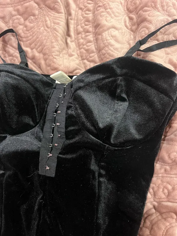 Bozzolo Black Velvet Corset-Style Bodysuit - Image 3