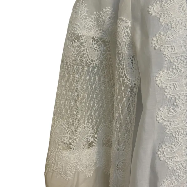 GRACIA Pure‎ White Lace Balloon Sleeve Mock Neck Victorian Blouse Top EUC Size M - Image 4
