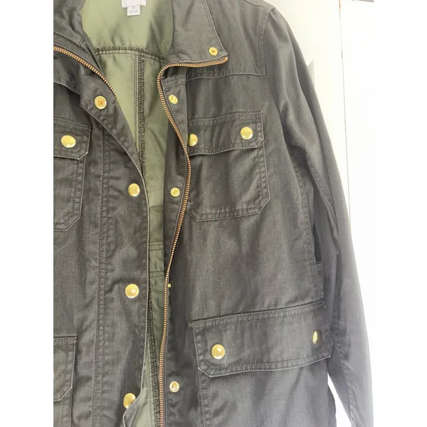 J.Crew The Downtown Field Jacket Women S Forest Green‎ Utility Military Canvas - Image 6