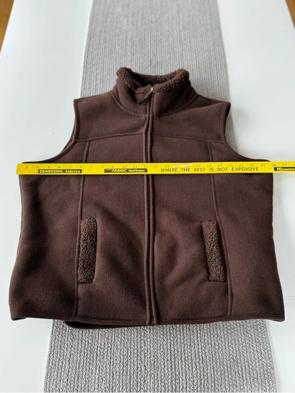 Vintage 90’s NorthCrest Brown Faux Suede Fleece Zip-Up Vest Sz Large - Image 5