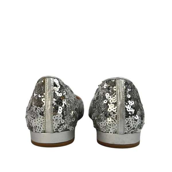 J.Crew Womens Silver Sequin Pointed Toe Slip On Flats Shoes Size 9 - Image 4