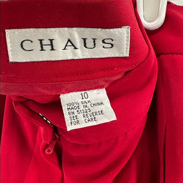 Chaus Red Women's 100% silk pants office 10 holiday professional party casual - Image 11