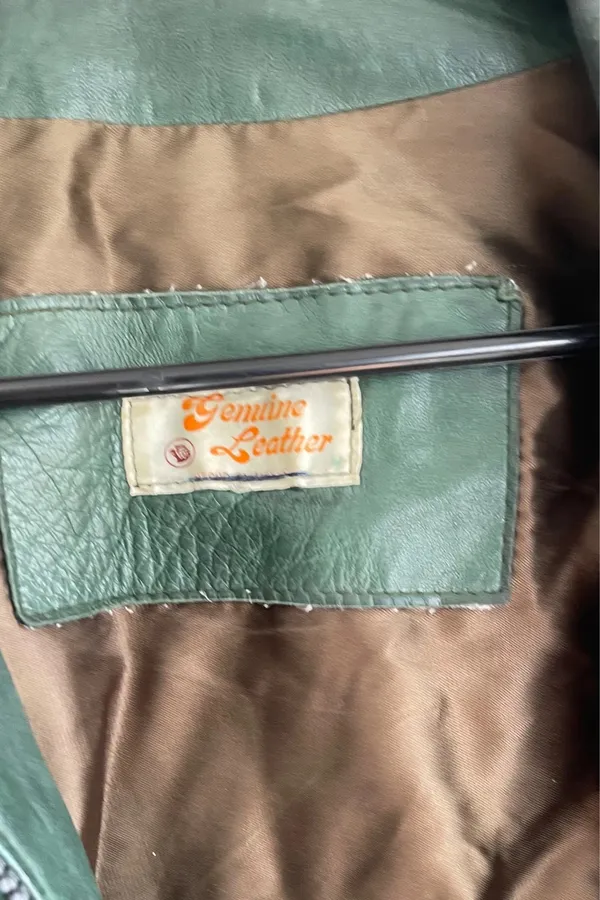 vintage dark green leather bomber jacket Full Zip Women’s Sz XL Made in Mexico - Image 9