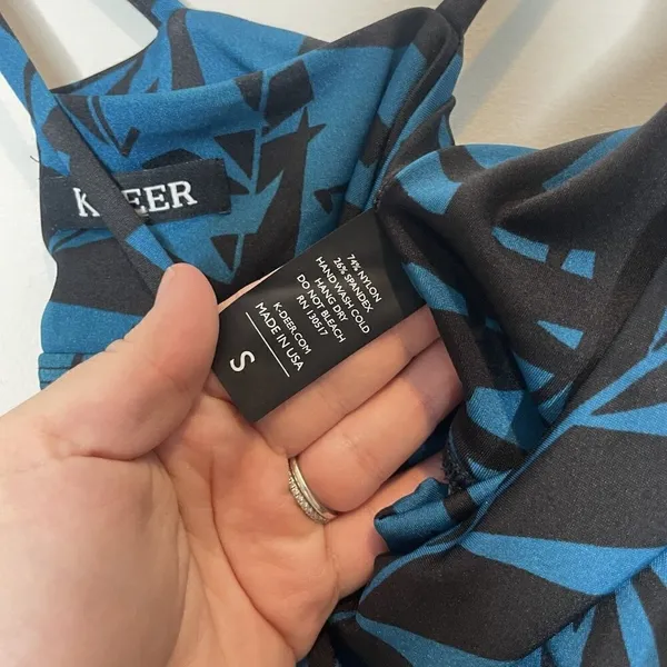 K-Deer On The Go Laguna Palm Print Blue Black Athletic Dress Size Small - Image 4