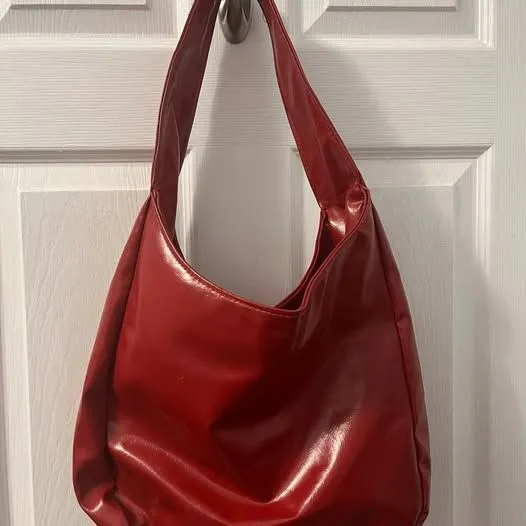 Red Faux Leather Shoulder Bag - Image 2