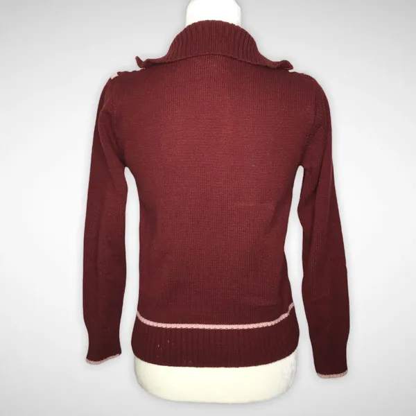 Vintage Sultra zip up sweater jacket maroon size S 70’s era Pockets - Image 15