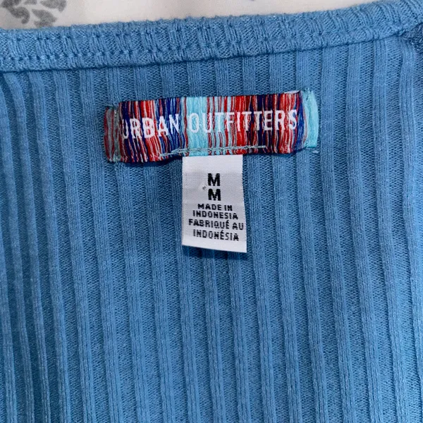 Blue Square Neck Long Sleeve Top - Image 2