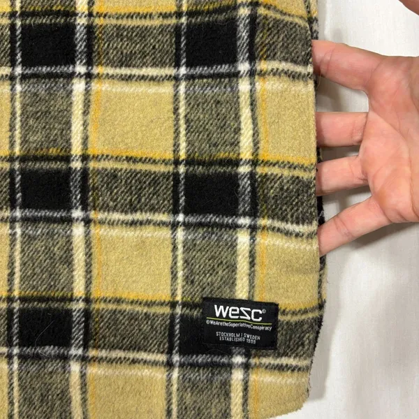 WeSC Overshirt Yellow Black Oden OG Plaid Flannel Mens S Womens M‎ Street Grunge - Image 4