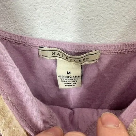 Maurices Y2K 90s Lace‎ Trimmed Purple V Neck Babydoll Camisole Cami Layering - Image 6