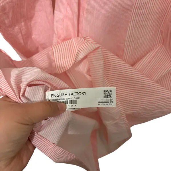 English Factory 100% Pink Cotton Striped Twist Shirt Mini Dress Size Medium - Image 9