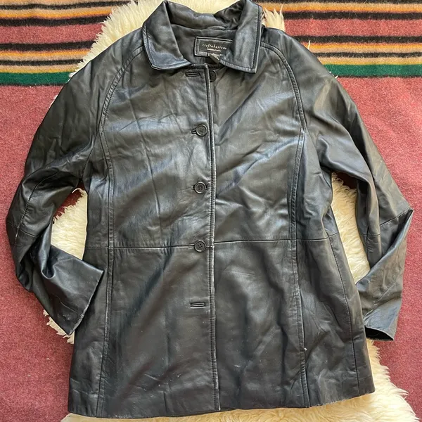 90s oversized genuine lambskin longline leather coat jacket black buttery - Image 3