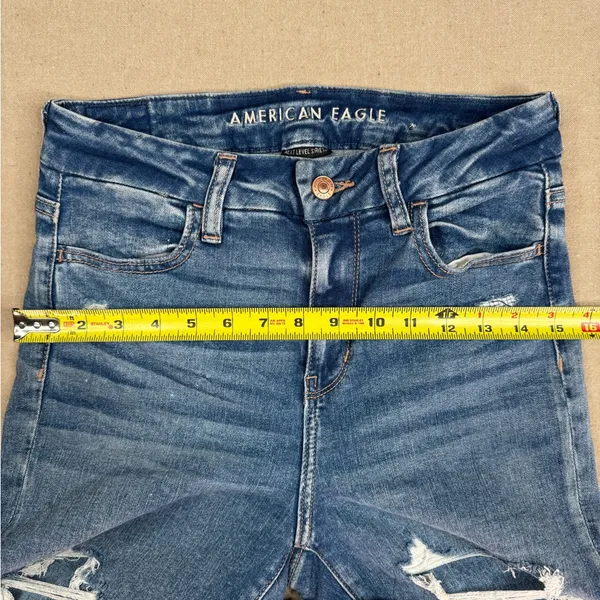 American Eagle Curvy Hi-Rise Jegging Jeans Womens Size 4 Medium Wash Distressed - Image 10