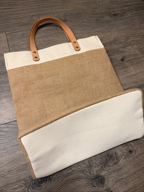 Brighton Natural Canvas LOVE Tote with Red Heart and Blue-Green Earth - Image 2