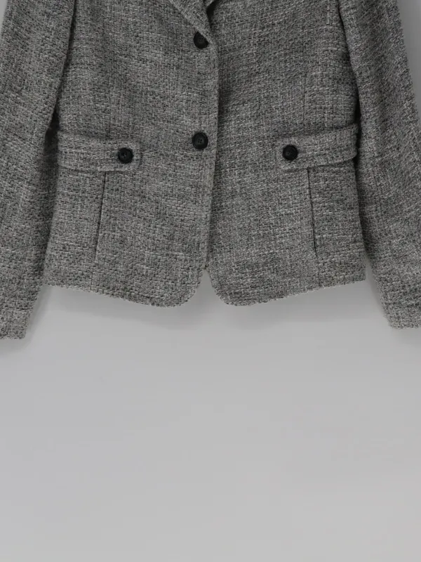 Talbots Tweed Blazer Size 10 Gray Textured Tailored Jacket Preppy Old Money - Image 3