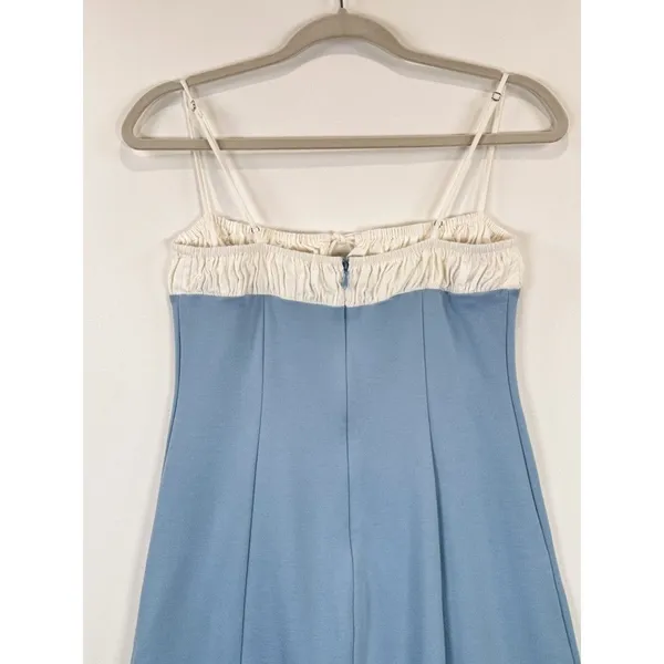 Reformation Mini Dress Blue Sadie Knit Cami Two Tone Organic Cotton Stretch XS - Image 8