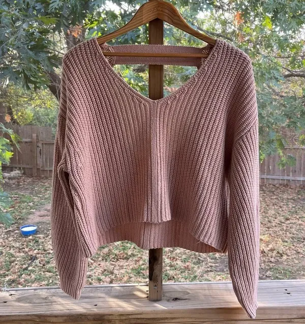 Urban Outfitters Avery Double V-Neck Sweater Tan Size S - Image 3