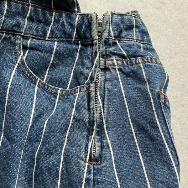 H&M Divided Women Blue Striped Denim Overall Skirt Dress Size 6 - Image 3