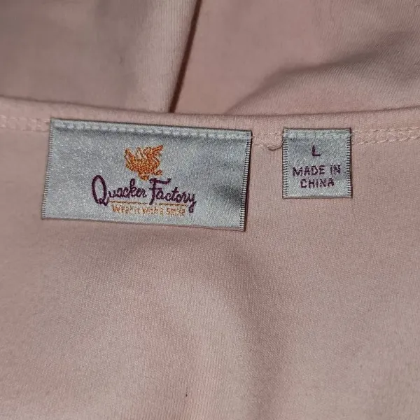 Quacker Factory Womens Light Pink Embellished Seguin Long Sleeve Shirt Top Large - Image 4