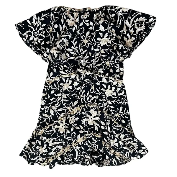 By Anthropologie Women’s Robin Mini Tiered Ruffle Dress in Black Motif Print XXS - Image 6