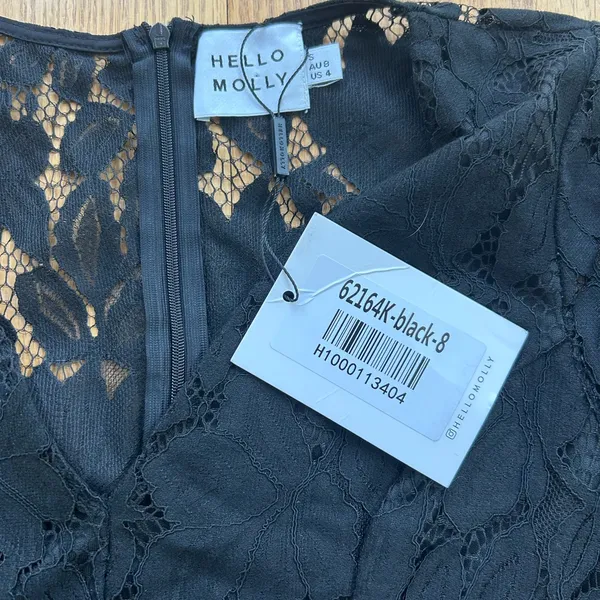 NWT Hello Molly Call It‎ Love Midi Dress Black Size Small 4 Lace High Low V Neck - Image 6