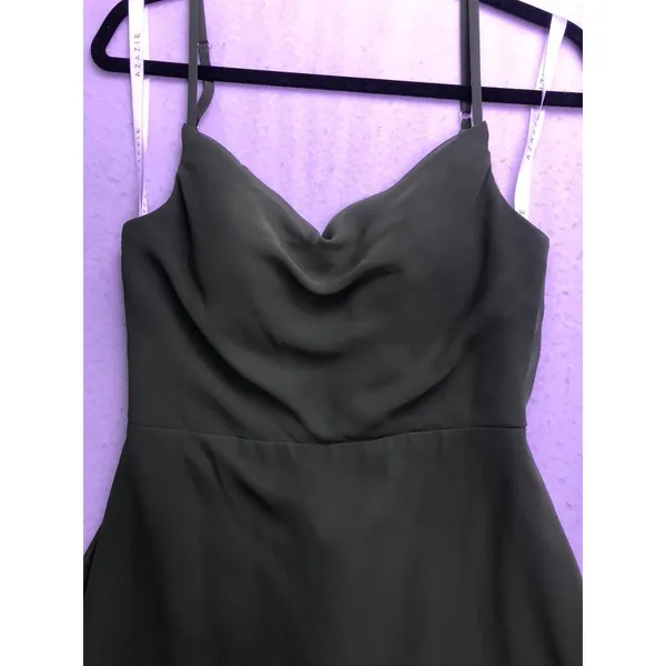 Azazie Maxi Dress Women A4 Olive Green Chiffon Cowl Neck Bridesmaid Formal - Image 4