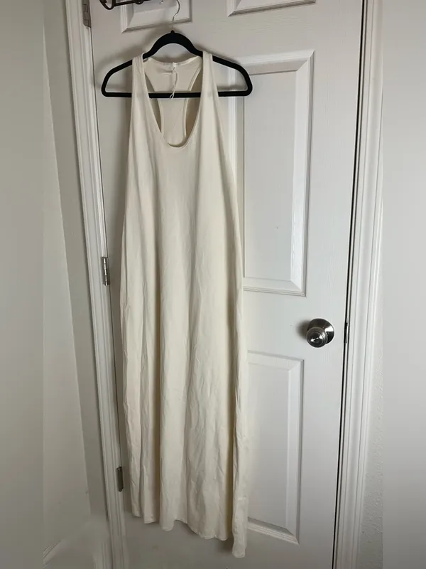 Title: NWT Zara Ecru White 100% Cotton Racerback Maxi Dress Size M - Image 2