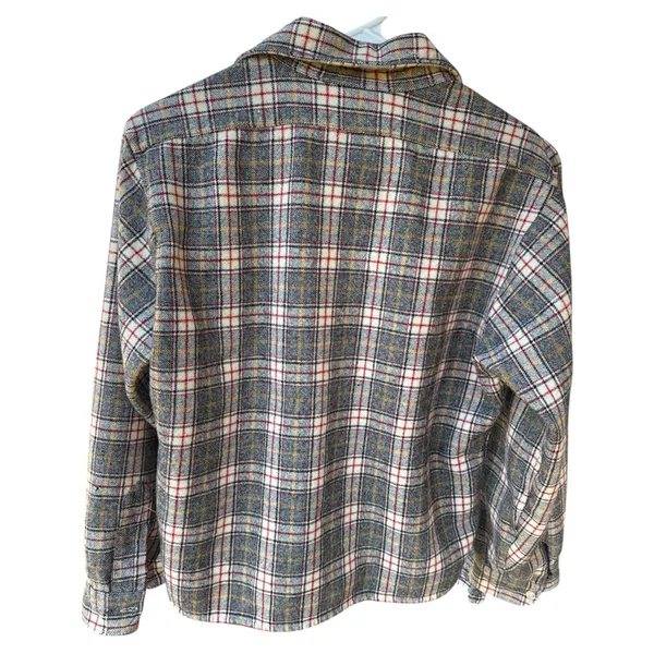 Pendleton Plaid Pure Virgin Wool Shirt Jacket Medium Made in USA Vintage - Image 3
